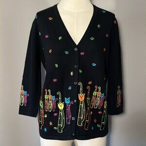 Terazzo VINTAGE Small Colorful Cat Embroidered Cardigan